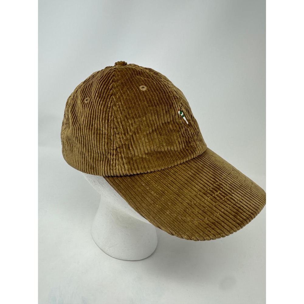 Polo Ralph Lauren Tan Brown Corduroy Baseball Cap Leather Strap Hat Mens - Picture 5 of 12